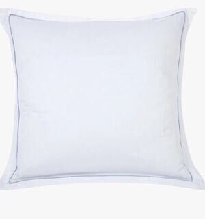 Pom Pom at Home Sheena Sateen Euro Pillow Sham Bamboo White Blue Trim NEW $103